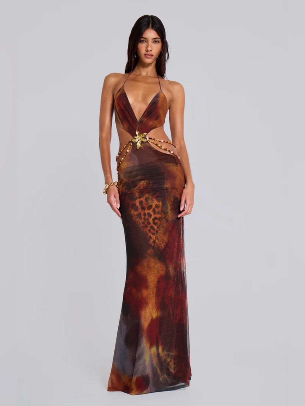 SOLD OUT Jaded London Vida Backless Maxi Dress in Whiskey - Women's UK 10/ US 6
